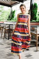 womens printed maxi dress - briton court