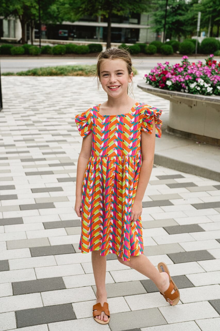girls flutter sleeve dress - briton court
