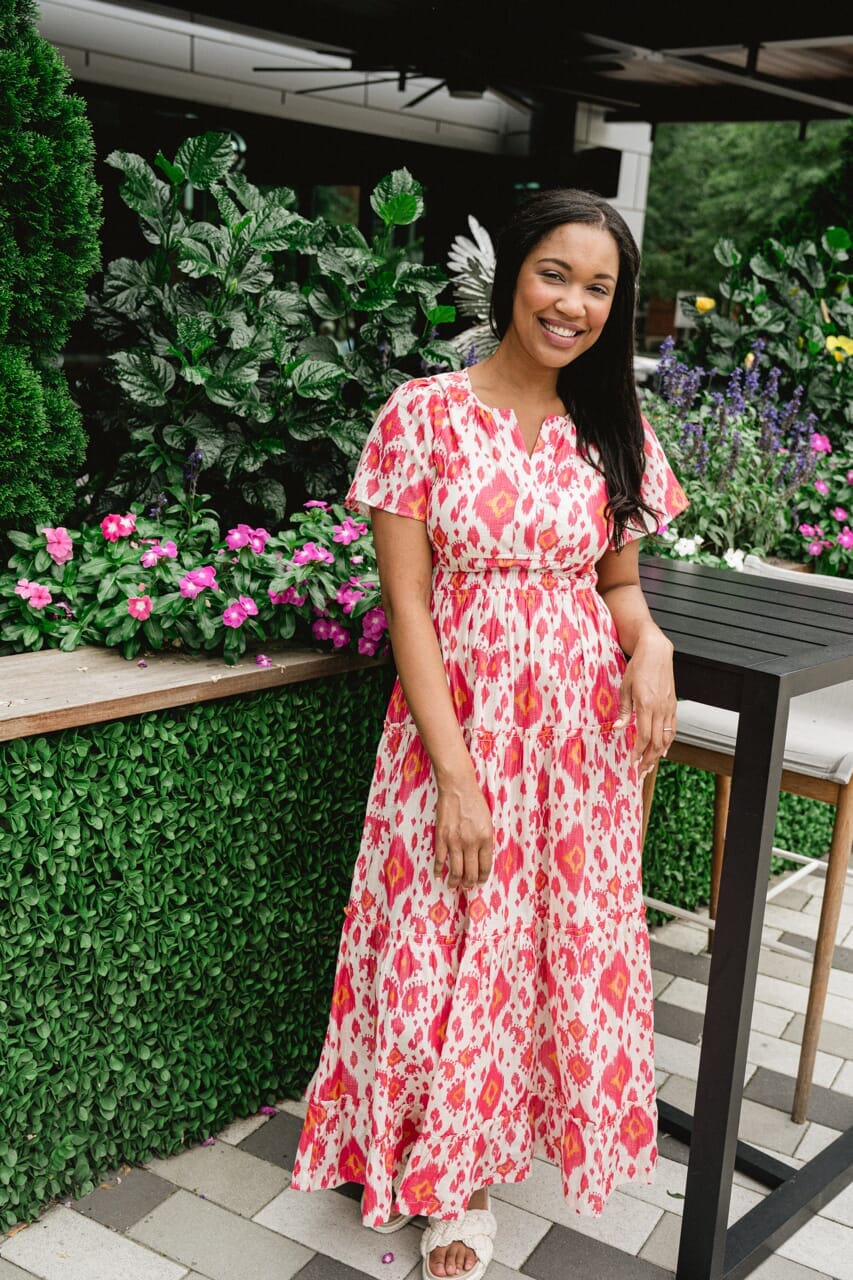 womens printed maxi dress - briton court