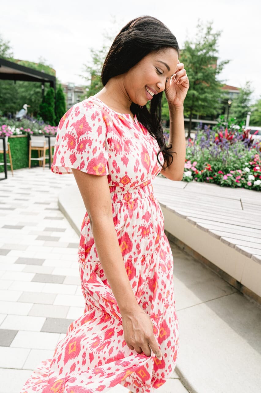 womens printed maxi dress - briton court