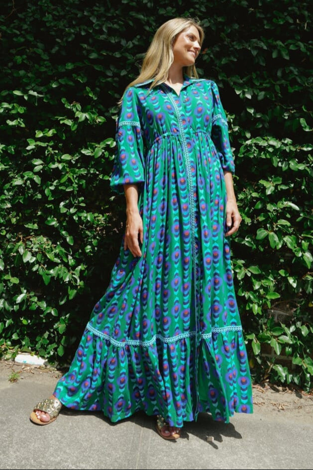 Alexi Maxi Dress- Winter Cobalt Green-Briton Court