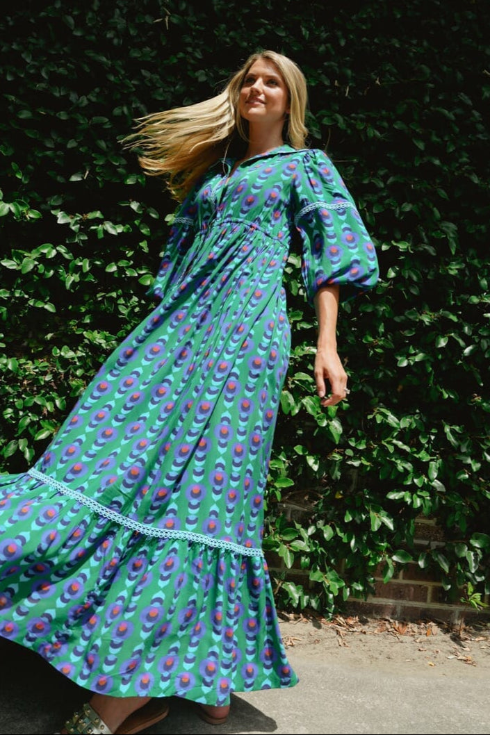 Alexi Maxi Dress- Winter Cobalt Green-Briton Court