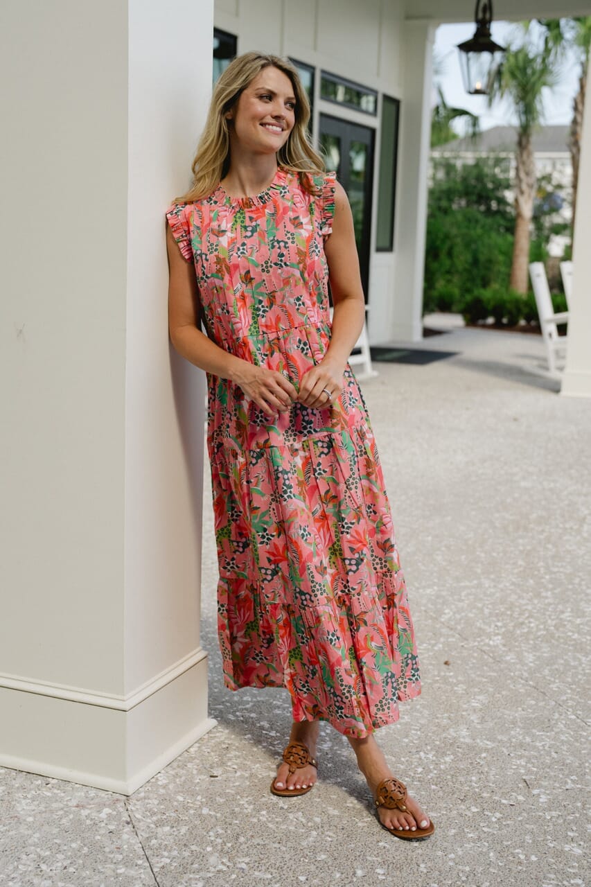 Clara Maxi Dress- Coral Reef-Briton Court