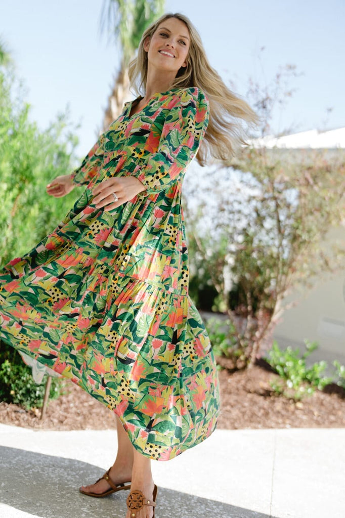 Long Sleeve Jenny Maxi Dress - Tropical Mirage-Briton Court