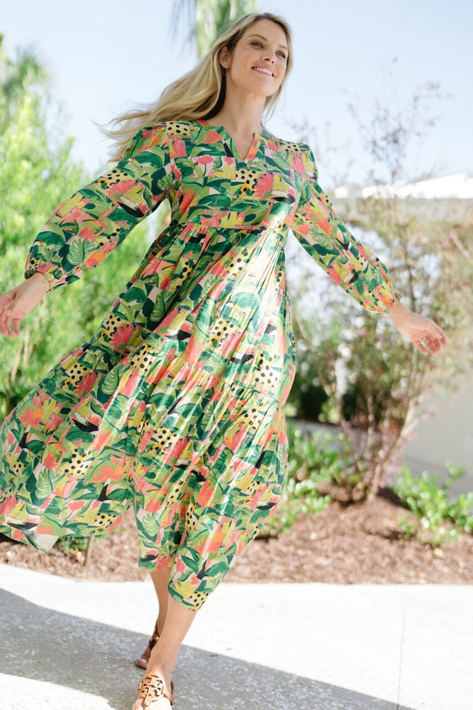 Long Sleeve Jenny Maxi Dress - Tropical Mirage-Briton Court