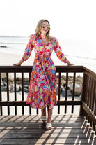 women's tie waist maxi dress - briton court