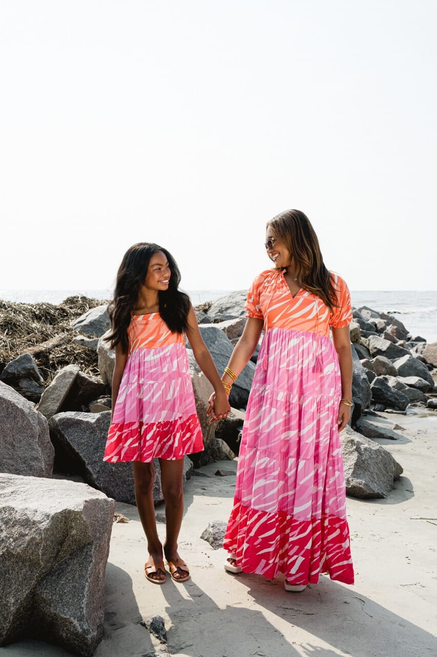 Woman and girl wearing Briton Court dresses.