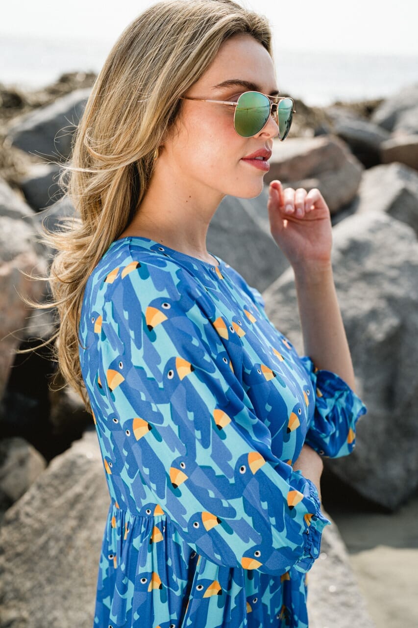 blue printed mini dress - briton court