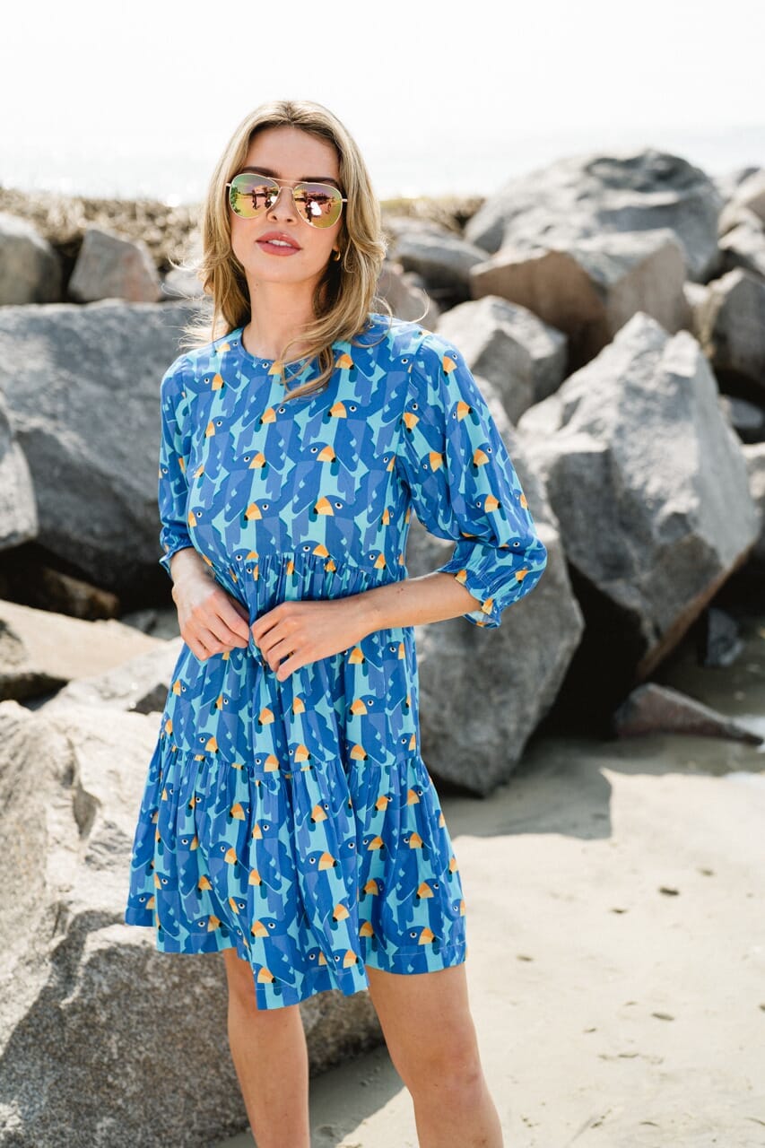 blue printed mini dress - briton court