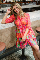 womens printed mini dress - briton court