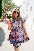 womens printed mini dress - briton court