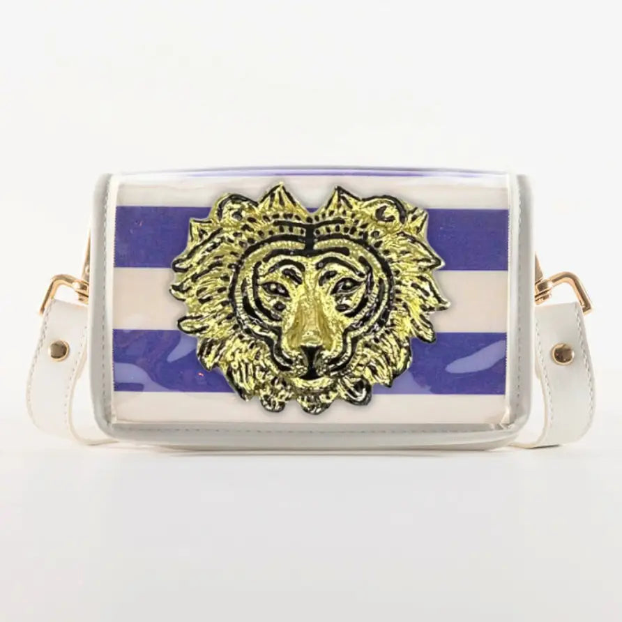 Petite Purple Stripe Clear Stadium Bag with Tiger-Briton Court