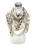 Large Woolen Square Bandana: Ivory-Briton Court