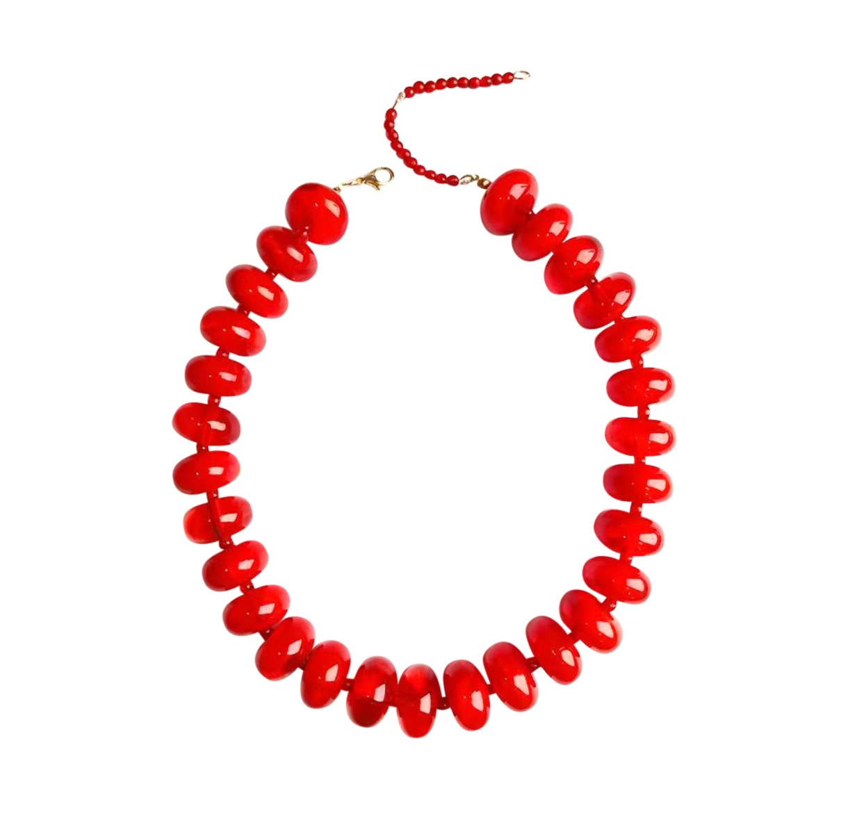 Bailey Chunky Beaded Necklace- Red-Briton Court