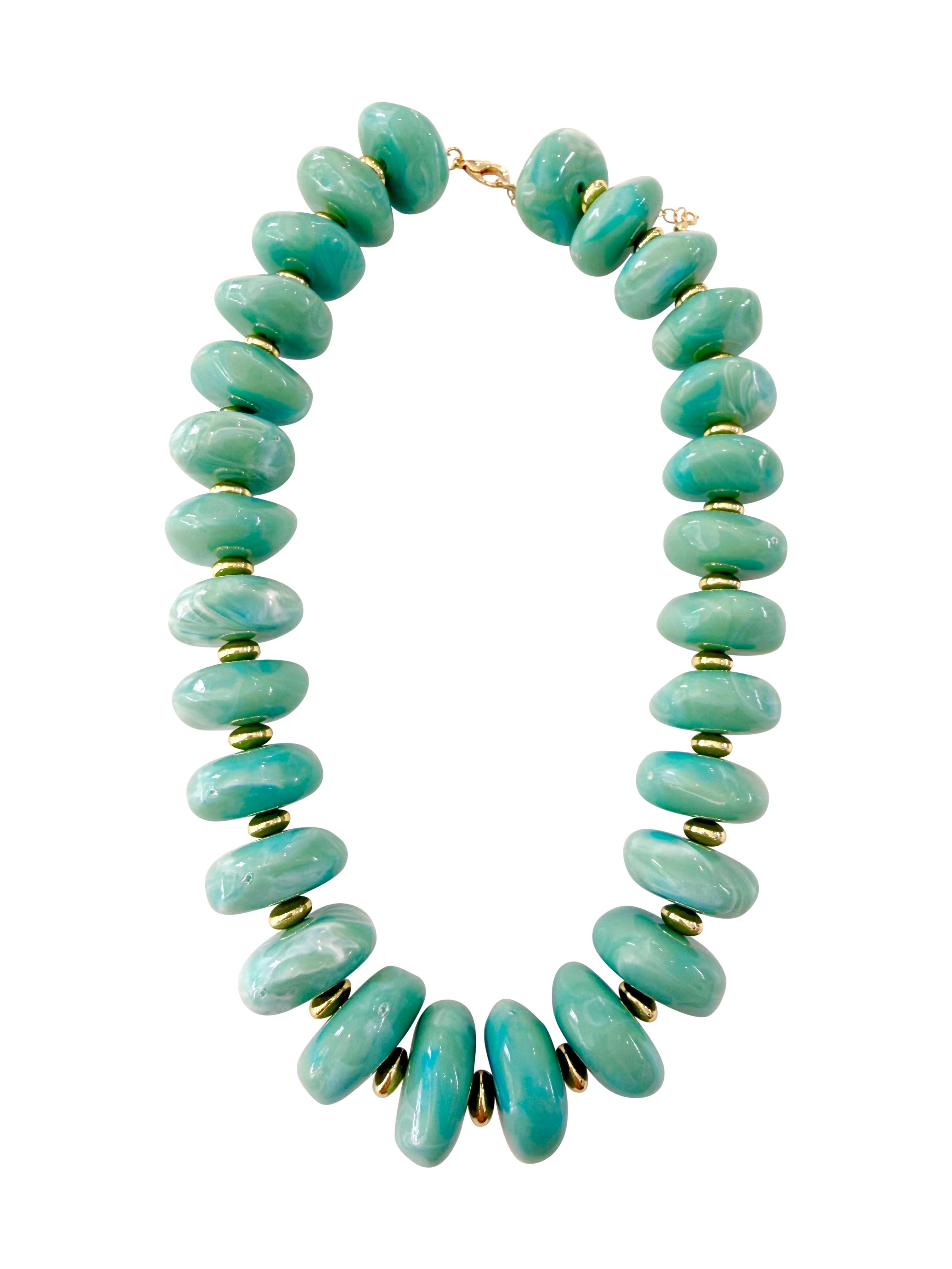 Randi Chunky Beaded Necklace- Turquoise-Briton Court