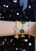 The Catherine Bracelet - Emerald Clover Stone adjustable Bracelet - 18k Gold Plated-Darby Clark Collection-Briton Court