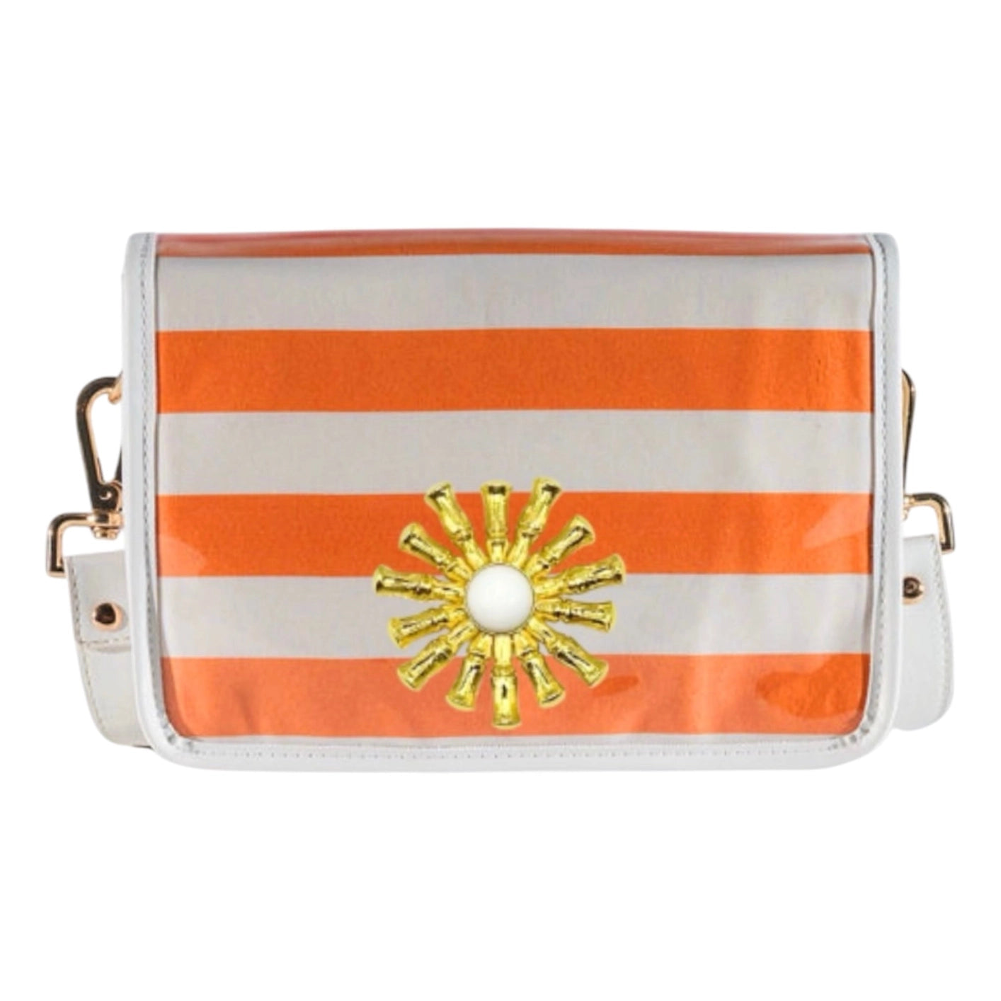 Orange Stripe Clear Stadium Bag with White Starburst-Briton Court