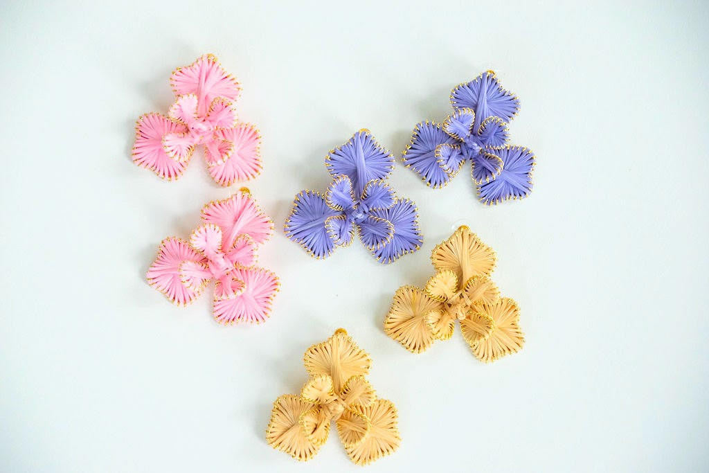 Kaia - Raffia Flower Earring-Briton Court