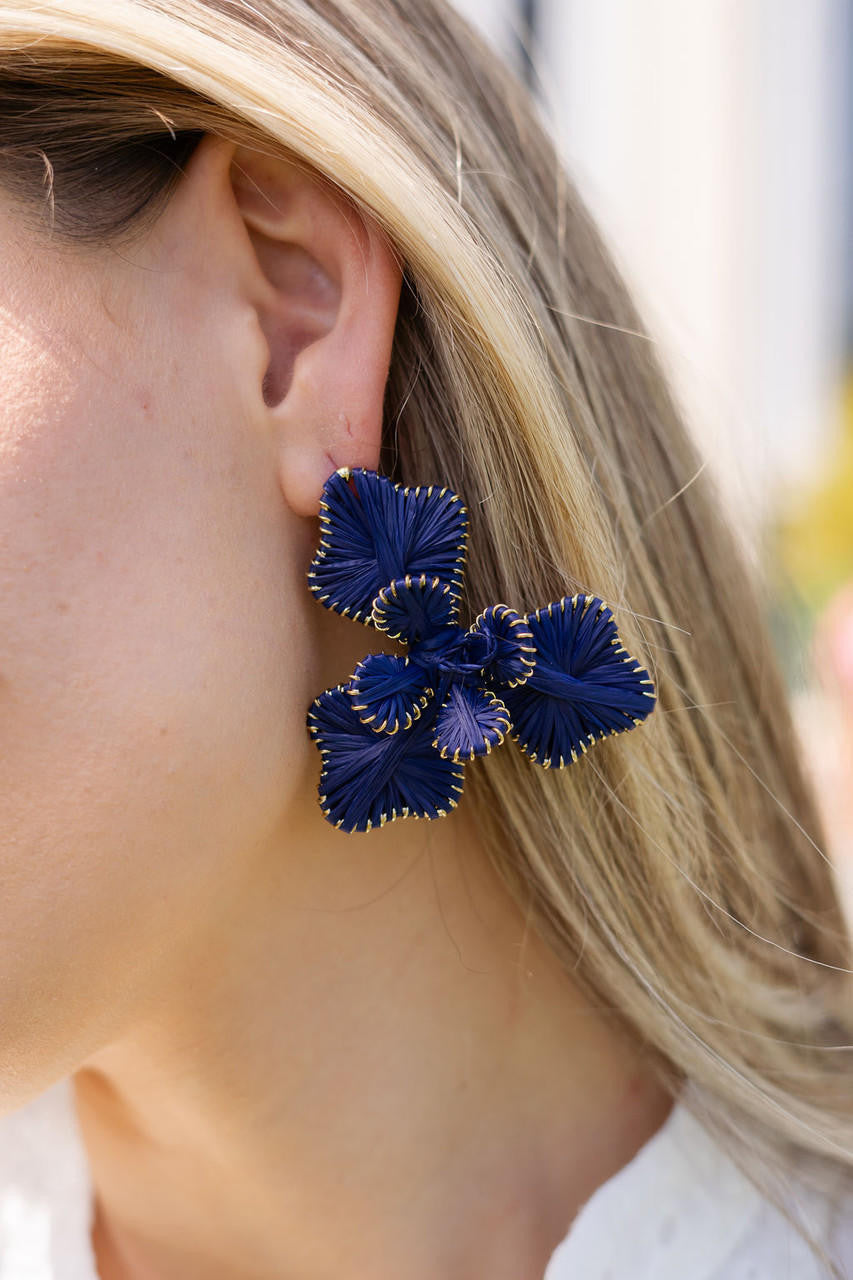 Kaia - Raffia Flower Earring-Briton Court