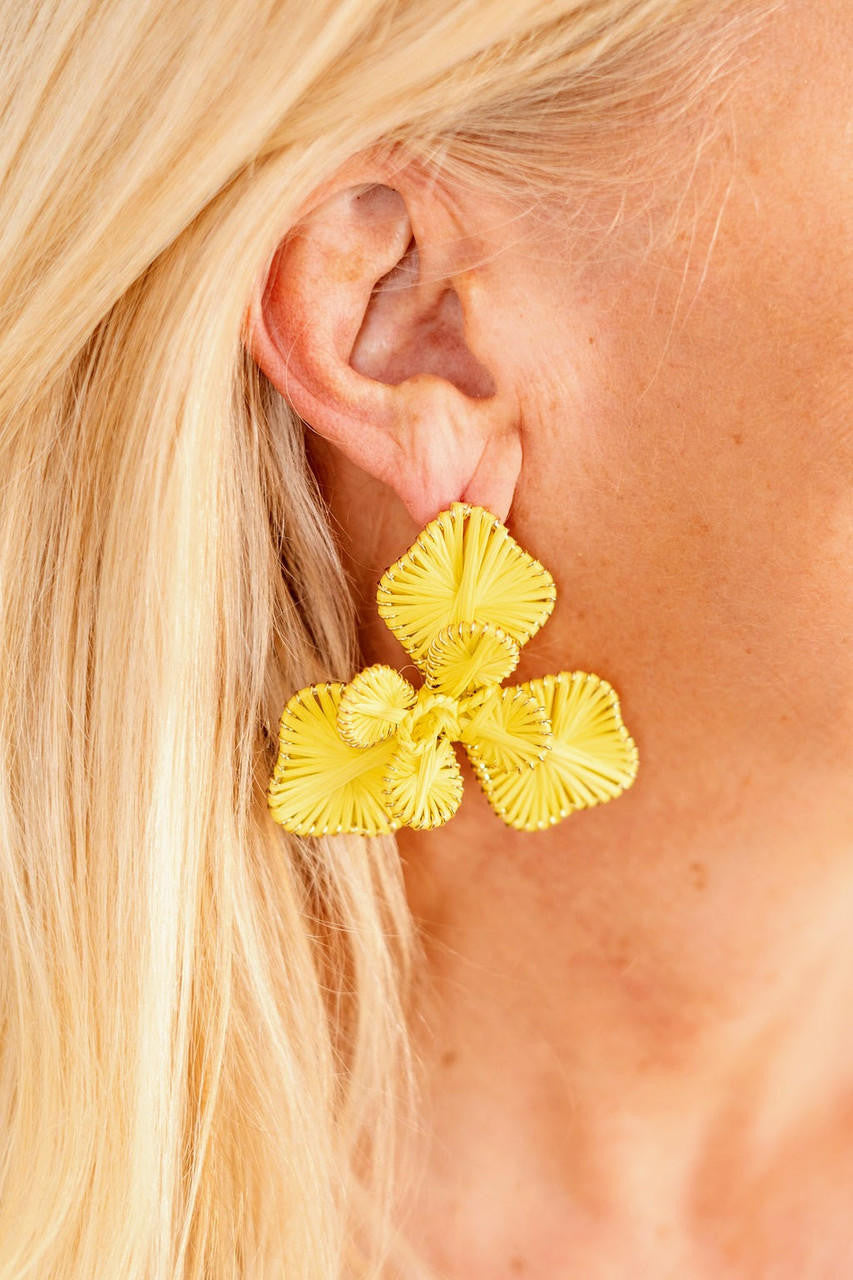 Kaia - Raffia Flower Earring-Briton Court