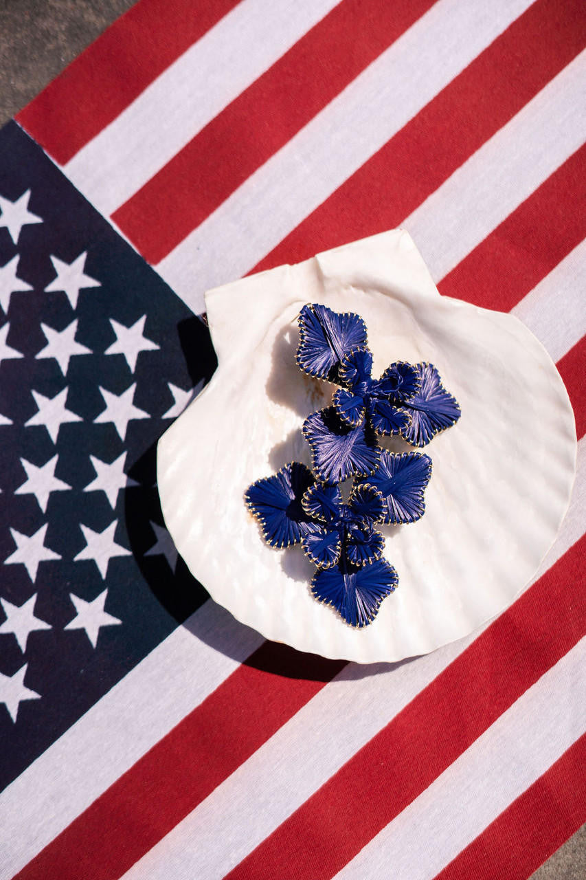 Kaia - Raffia Flower Earring-Briton Court