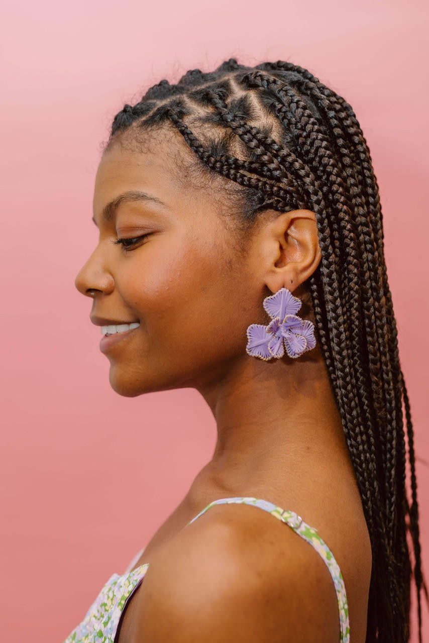 Kaia - Raffia Flower Earring-Briton Court