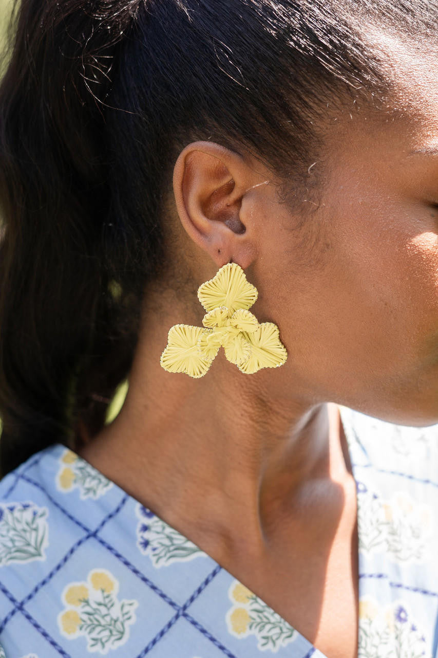 Kaia - Raffia Flower Earring-Briton Court