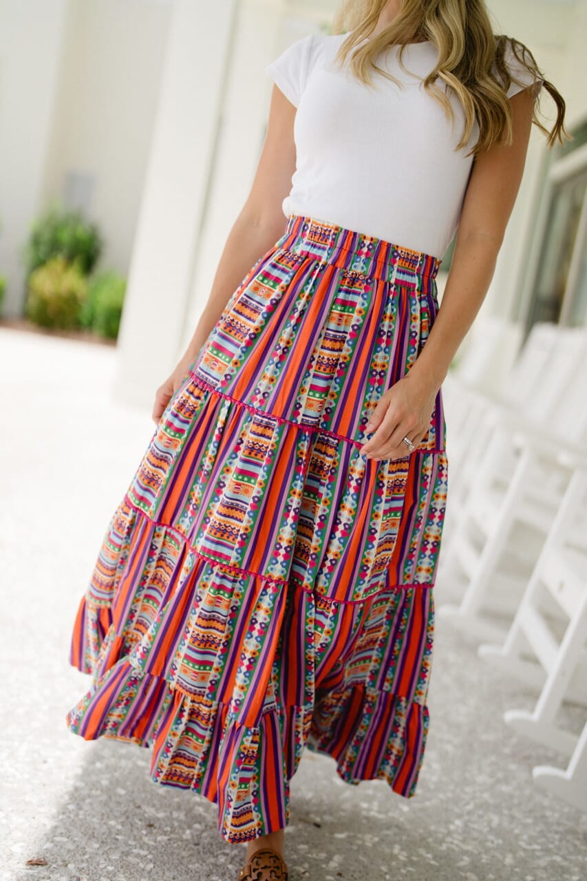 Savannah Skirt - Striped Floral Geo-Briton Court