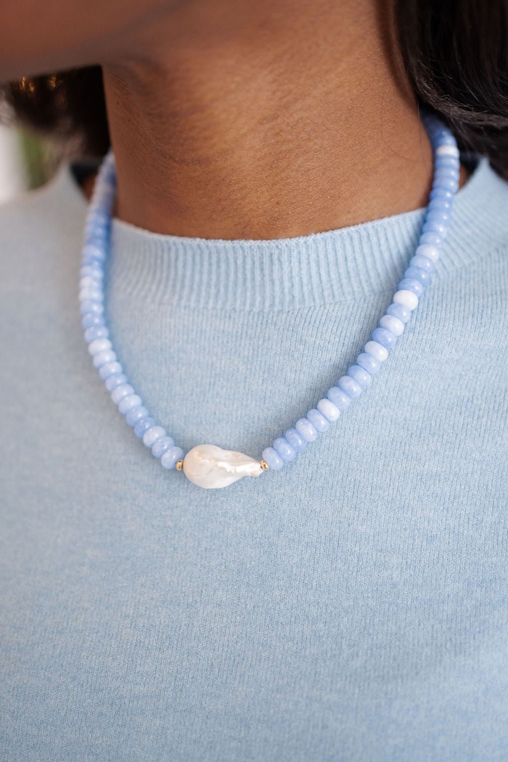 Susie- Quartz Beaded Necklace with freshwater Pearl-Briton Court