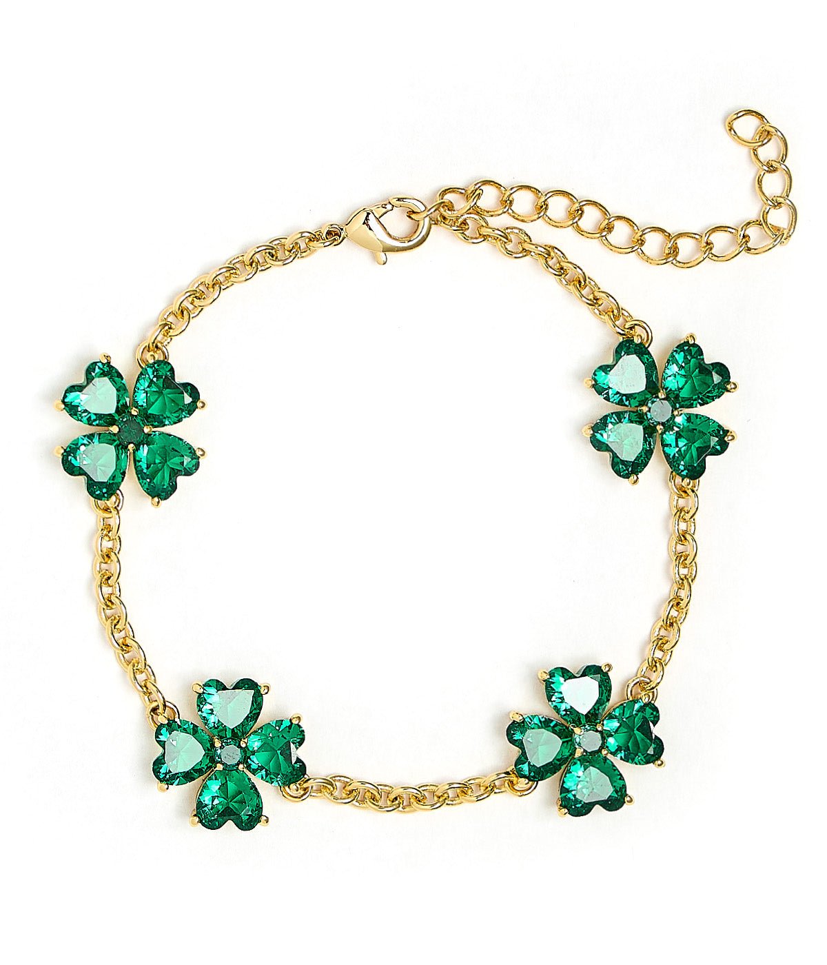 The Catherine Bracelet - Emerald Clover Stone adjustable Bracelet - 18k Gold Plated-Darby Clark Collection-Briton Court