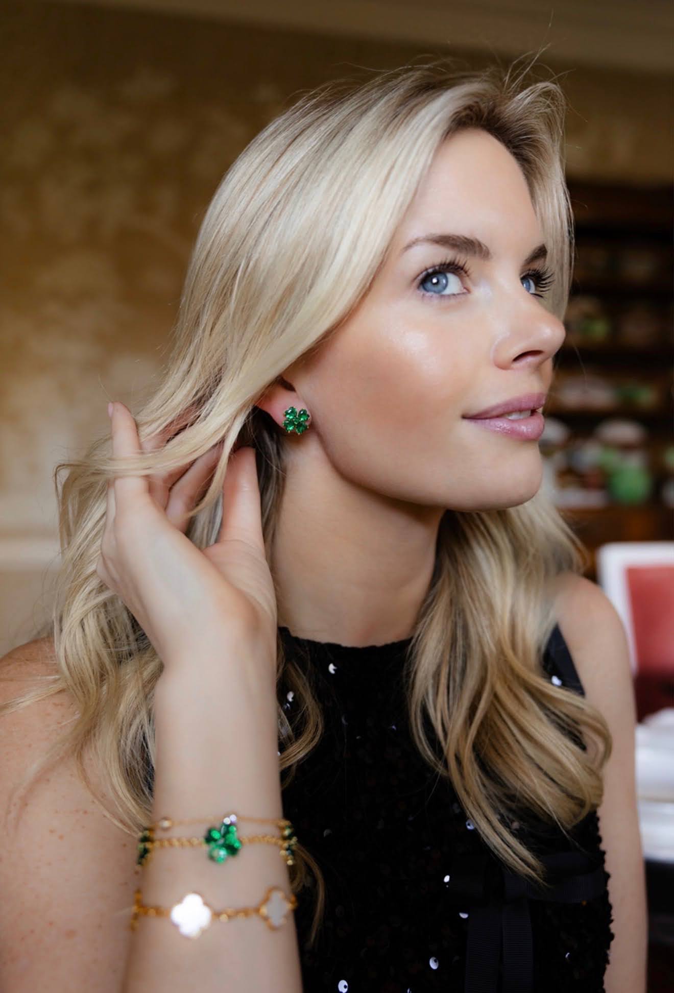 The Catherine Bracelet - Emerald Clover Stone adjustable Bracelet - 18k Gold Plated-Darby Clark Collection-Briton Court